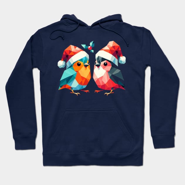 Christmas Cute Santa Birds Hoodie by fadinstitute